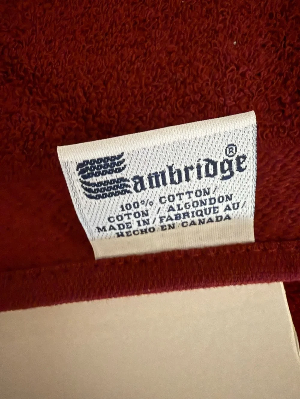 Pair Vintage Cambridge Burgundy With Rose Appliqué Bath Towels 23” X 45” Cotton